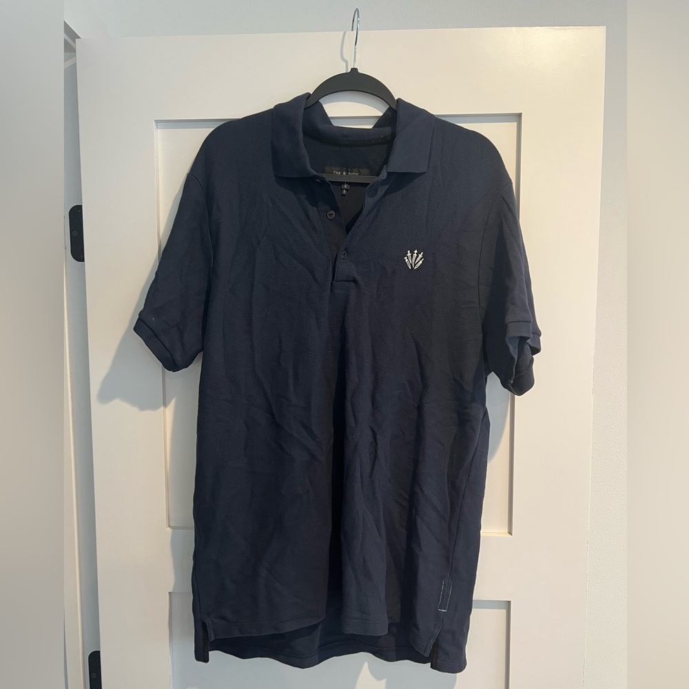 Mens Dark Navy Rag & Bone Polo size L